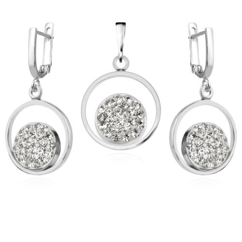 Сребърен комплект обеци и медальон с кристали от Sw® SKM115 Crystal