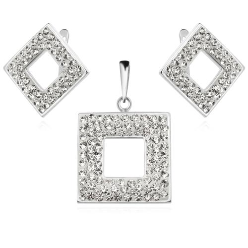 Сребърен комплект обеци и медальон с кристали от Sw® SKM124 Crystal