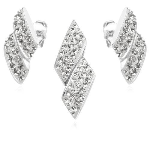 Сребърен комплект обеци и медальон с кристали от Sw® SKM143 Crystal