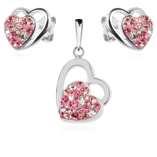 Сребърен комплект обеци и медальон с кристали от Sw® SKM145 Rose Shade