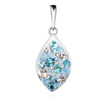 Сребърен комплект обеци и медальон с кристали от Sw® SKM148 Deep Blue
