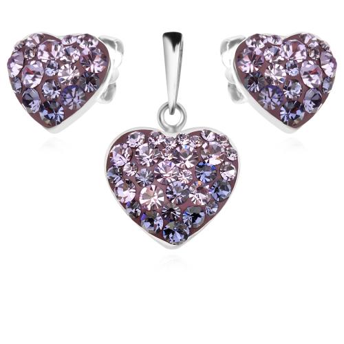 Сребърен комплект обеци и медальон с кристали от Sw® SKM152 Tanzanite and Violet