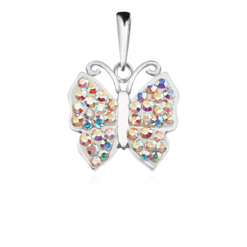 Сребърен медальон Пеперуда с кристали от Sw® SM158