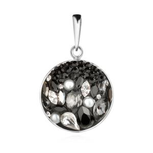 Сребърен медальон с кристали от Sw® SM204 Black Marquise