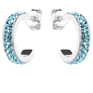 Сребърни обеци с кристали от Sw® SO347 Aquamarine