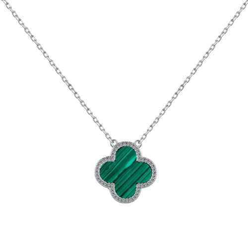 Сребърно колие Green Clover