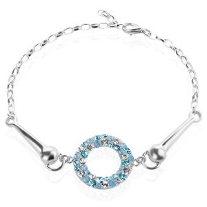 Сребърна гривна Ring с кристали от Sw® Deep Blue