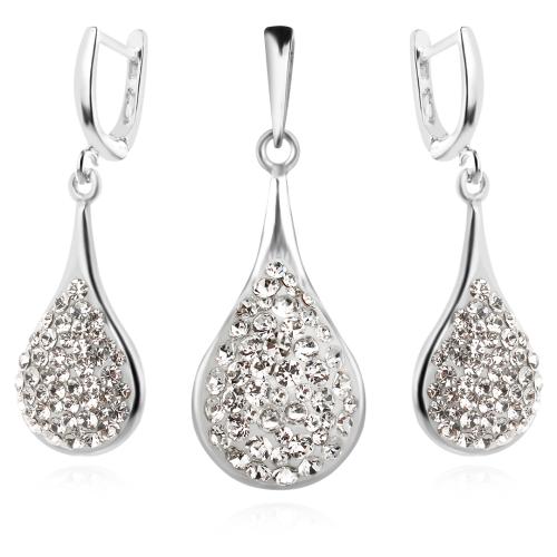 Сребърен комплект обеци и медальон с кристали от Sw® SKM103 Crystal