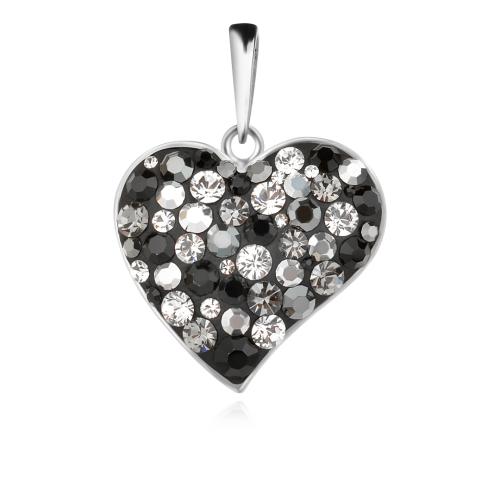 Сребърен медальон сърце с кристали от Sw® SM269 Late Night
