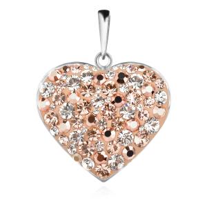 Сребърен медальон сърце с кристали от Sw® SM270 Peach Gold
