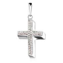 Сребърен медальон Кръст с кристали от Sw® Jet