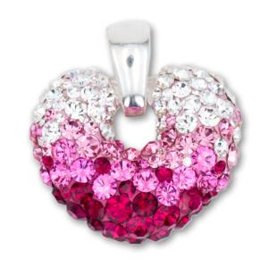 Сребърен медальон сърце с кристали от Sw® SM247 Bold Rose