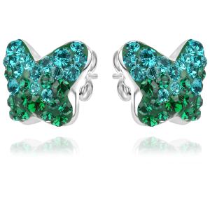 Сребърни обеци Vanessa с кристали от Sw® Blue Zircon and Emerald