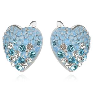 Сребърни обеци Сърце с кристали Deep Blue