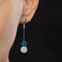 Сребърни обеци с кристали от Sw® SO354 Crystal & Turquoise