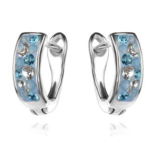 Сребърни обеци с кристали от Sw® Amira Deep Blue