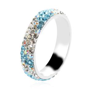 Сребърен пръстен с кристали от Sw® Mila Aquamarine and Crystal