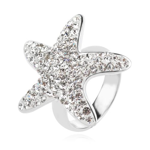 Сребърен пръстен Морска Звезда с кристали от Sw® Crystal