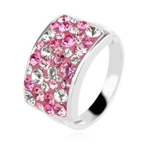 Сребърен пръстен с кристали от Sw® SP650 Rose Shade