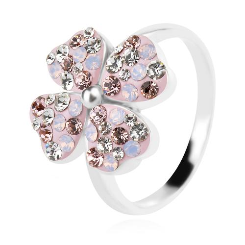 Сребърен пръстен Четирилистна детелина с кристали от Sw® Marilyn