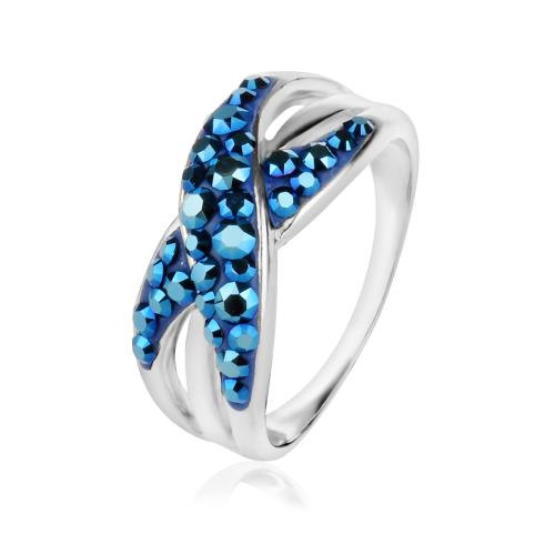 Сребърен пръстен с кристали от Sw®  SP719 Metallic Blue