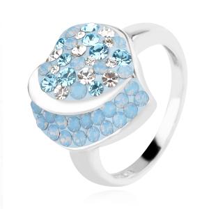 Сребърен пръстен с кристали от Sw® SP728 Deep Blue